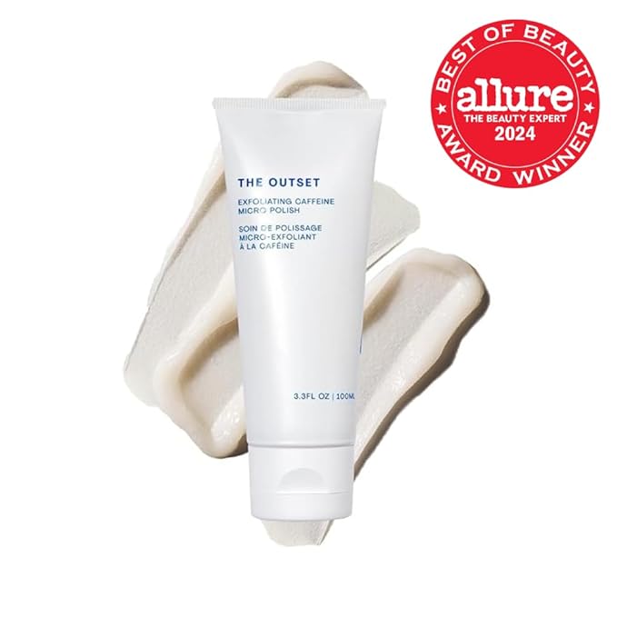 The Outset Exfoliating Caffeine Micro Polish - Gentle Fragrance Free Physical Face Scrub for Everyday - Awakening Smoothing - Clean Vegan Gluten Free - All Skin Types Sensitive Skin - 3.3 fl oz