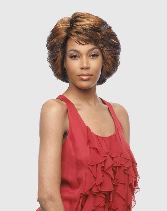 VANESSA Fashion Wigs Medium Short Length Layered Wavy Style Heatwave Full Volume Synthetic Hair Wig - KIMEE (1)