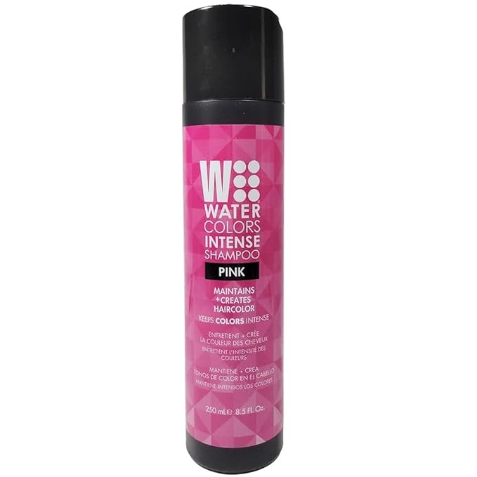 Watercolors by Tressa INTENSE 3-in-1 Color Depositing Shampoo Semi Permanent Hair Color Hair Dye Shampoo for Curly Dry and Normal Hair 8 fl oz - PINK