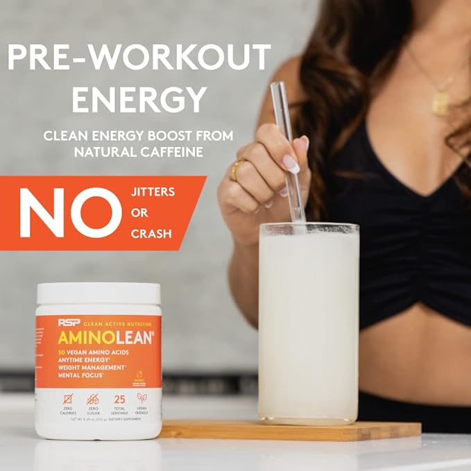 RSP Vegan AminoLean ? All-in-One Natural Pre Workout Amino Energy Weight Management with BCAAs Complete Vegan Preworkout Powder Pineapple Coconut