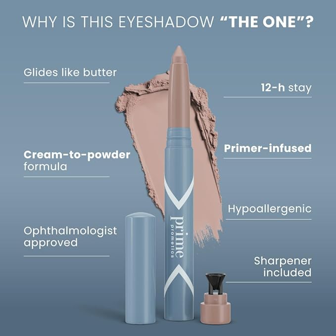 PRIME PROMETICS PrimeEyes Eyeshadow for Mature Women ? Crease-Free Powder-to-Cream Non-Drying Eye Shadow ? Blends Seamlessly &amp Flatters Aging Lids ? Water-Resistant &amp Long-Wear (True Neutral)