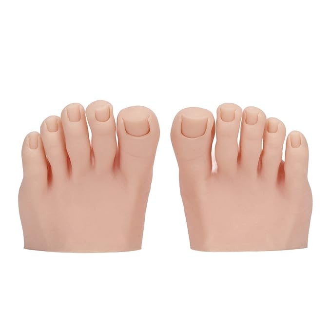 1 Pair Silicone Foot Model Nail Art Training Display Fake Half Foot Model Pedicure Practice Silicone Foot Model (Medium Skin Color)