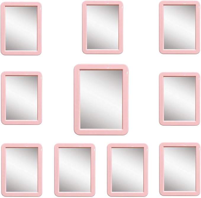 10 Pack Pink Magnetic Locker Mirror5 x 7 Iocker Mirror Magnetic - Small Mirrors for School Locker Bathroom Workshop Toolbox Office CabinetEasy Install