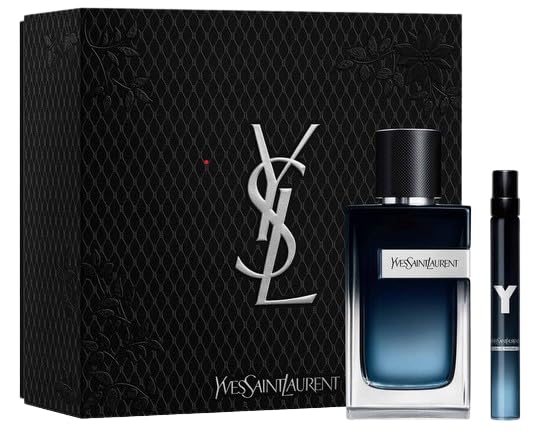 Yves Saint Laurent Y Men?™s Gift Set Eau de Parfum 3.4 oz &amp Travel Spray 0.34 oz Long-Lasting EDP for Men Fresh &amp Woody Fragrance with Bergamot Sage &amp Cedar Perfect Luxury Gift for Him