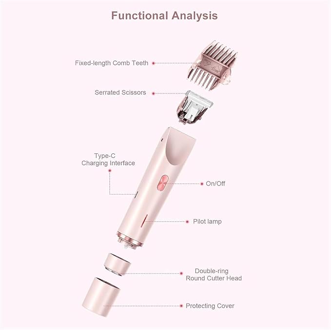 2-in-1 Women's Body Shaver Electric Razor 2-in-1 Women's BodyShaver 2.0 BikiniShaver Dual Head Wet &amp Dry for Pubic Hair (Blue)