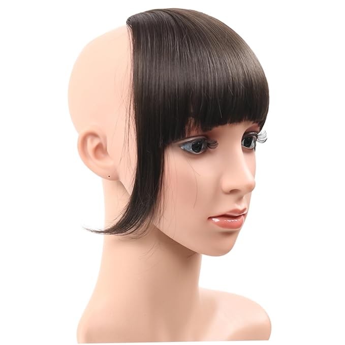 NOLITOY 9pcs Fashionable Women Hair Accessories Black Head Hair Wig Replacement Bangs Straight Extensions Flat for Heart Long Face Shapes