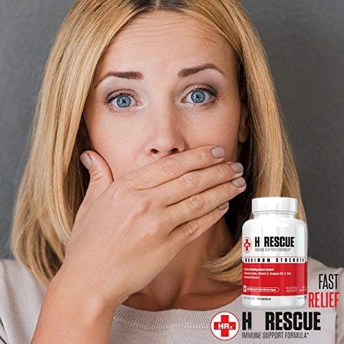 Re+Gen Nutrition H Rescue Immune Support Supplement for Adults Capsules with Zinc Vitamin C L lysine Amino Acid &amp Oregano Oil for Immunity Health in Men &amp Women 120 Capsules