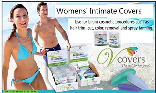 Bikini Hair Removal protection Vcovers 3 Pack Assorted sizes A B C and colors - Bikini hair trim cut color removal spray tanning and other bikini cosmetic procedures.