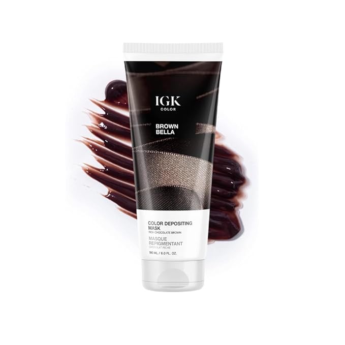 IGK Hair Gloss Toner &amp Color Depositing Mask | Chocolate Brown Semi-Permanent | Vegan + Cruelty Free | Brown Bella