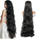 Hair Extensions 40 Inch Ultra Long Wavy Hair Clip in Hair Extensions One Piece Long Thick Synthetic Hairpieces with 5 Clips for Party Cosplay and Various Occasions Hair Extensions Clip in(Black)