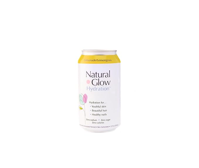 Natural Glow Hydration® Glycine Beauty Water Lemonade Lemongrass Flavor 12 Pack of 12 fl oz Cans Electrolytes &amp Amino Acids Zero Sugar &amp Zero Sodium Anti-Aging Facial Petals Bundle
