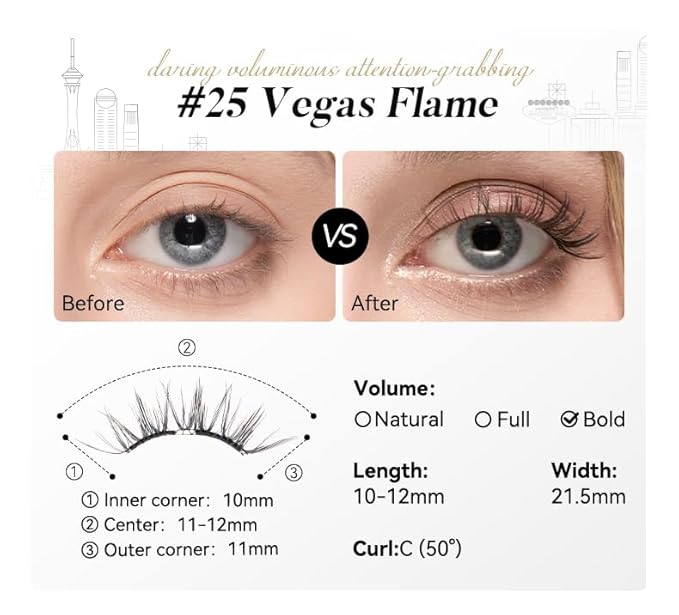 WOSADO Soft Magnetic Eyelashes Kit Glue-free Bold Magnetic Lashes (No.28 Sedona Trail 21.5mm)