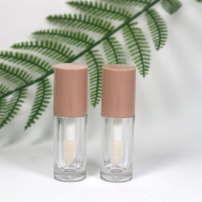 COSIDEA 30pcs Nude Empty 6ml 0.2oz Lip Gloss Tubes with Big Doe Foot WandRound Lipgloss ContainersConcealer Tube Cosmetic Packing Container Bulk Wholesale