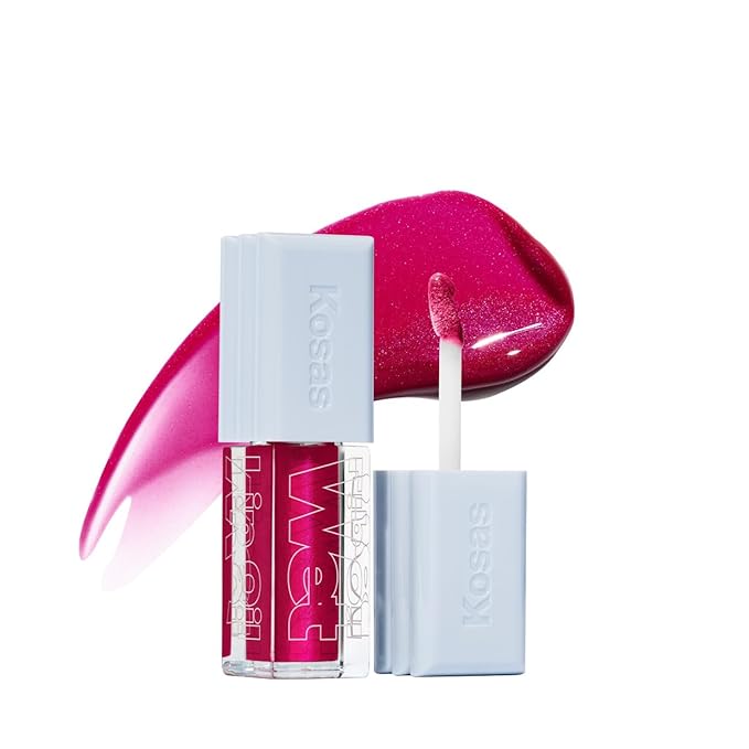 Kosas Wet Lip Oil Gloss - Hydrating Lip Plumping Treatment with Hyaluronic Acid &amp Peptides Non-Sticky Finish (Fruitjuice)