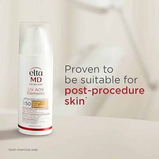 EltaMD UV AOX Elements Tinted Mineral Face Sunscreen Lotion Tinted Moisturizer for Face SPF 50 with Antioxidants For Dry Sensitive Skin 1.7 oz Pump