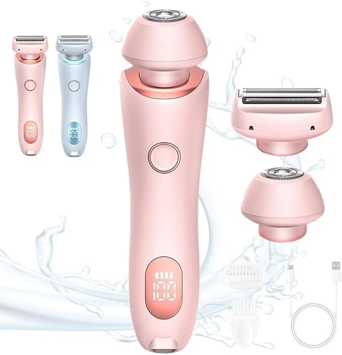 Electric Shaver 2 in 1 Women's Body Shaver Hair Remover Electric Lady Razor Waterproof Electrics Bikini Trimmer for Women (Pink)