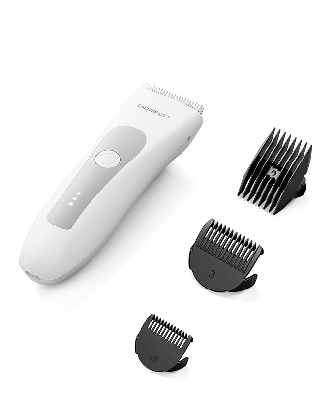 MANSPOT LADYSPOT??Hair Finishing Trimmer Electric Shaver for Women Women Shaving Sets with 3 Guard and Replaceable Ceramic Blade Heads LADYSPOT??Pubic Hair Trimmer Kit Sets-(White)