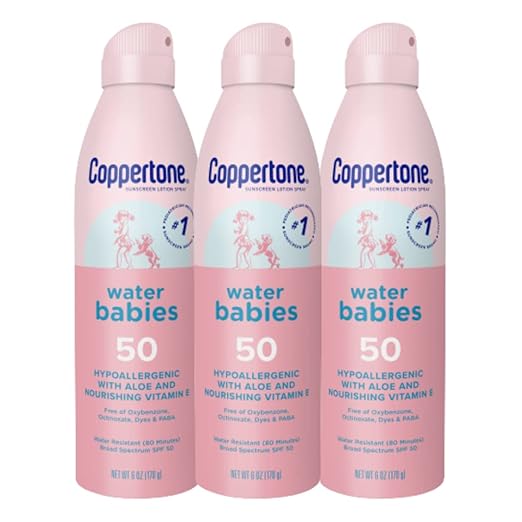 Coppertone WaterBabies Baby Sunscreen Spray SPF 50 Spray On Sunscreen for Babies Water Resistant 6 Oz Pack of 3
