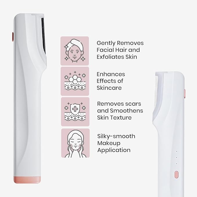 Electric Dermaplaning Tool for Face - Professional Exfoliation and Peach Fuzz Removal | Painless Facial Hair Remover for Smooth Radiant Skin