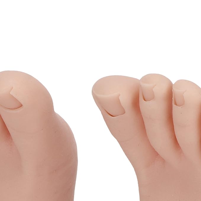 1 Pair Silicone Nail Practice Trainning Foot Flexible Manicure Nail Art Training Display Fake Half Foot Model Pedicure Practice (Medium Skin Color)