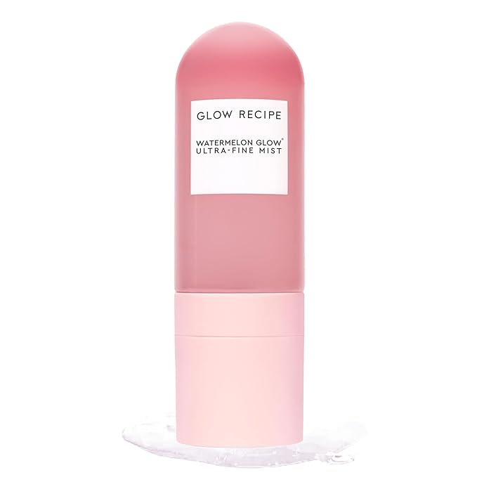 Glow Recipe Watermelon Glow Facial Spray + Hydrating Mist - Ultra-Fine Face Mist with Hyaluronic Acid + Hibiscus AHA to Refresh Dry Skin &amp Enhance Dewy Makeup - Suitable for All Skin Types (75ml)