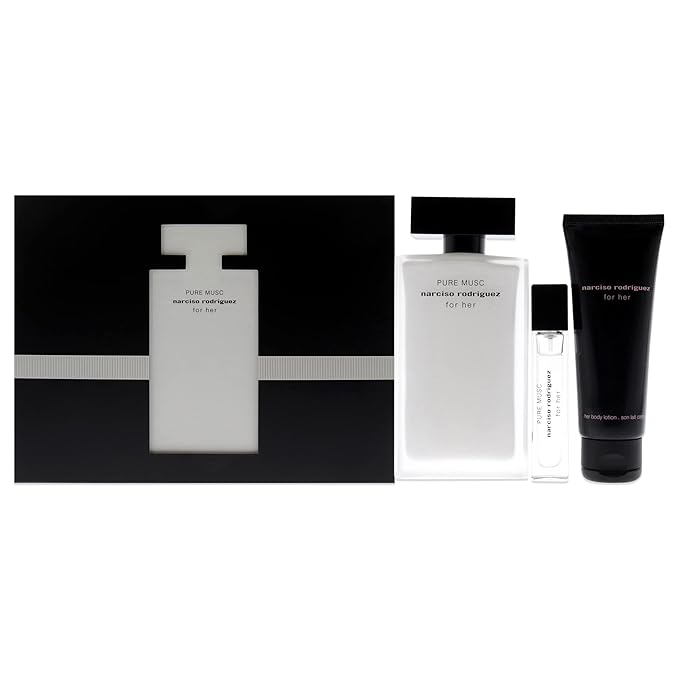 Narciso Rodriguez Pure Musc 3.3oz EDP Spray 0.33oz EDP Spray 2.5oz Body Lotion Women 3 Pc Gift Set