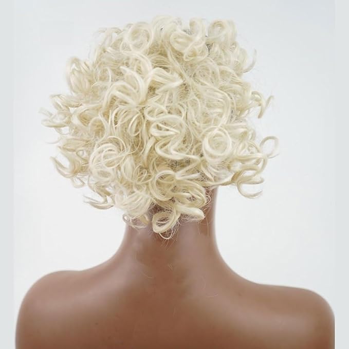 EARSHOT Hair Buns Hair Piece Ladies Fashion Wig Fluffy Curly Hair Bun Short Curly Hair Comb Ball Head Ponytail Hair Extension Synthetic Hair Bun Hair Accessories For Girls (Color : 12)