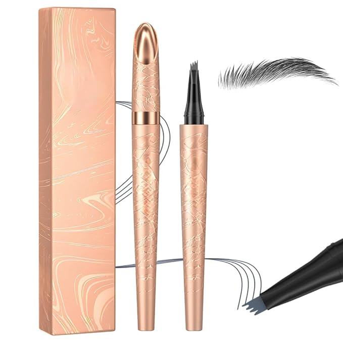 New Microblading Eyebrow Pen Waterproof Eyebrow Pencil Eye Brow Pen with 4 Tip Premium Natural Magic Eyebrow Makeup Fine Stroke Contouring Pencil Long-Lasting Stay on All Day (Grey)