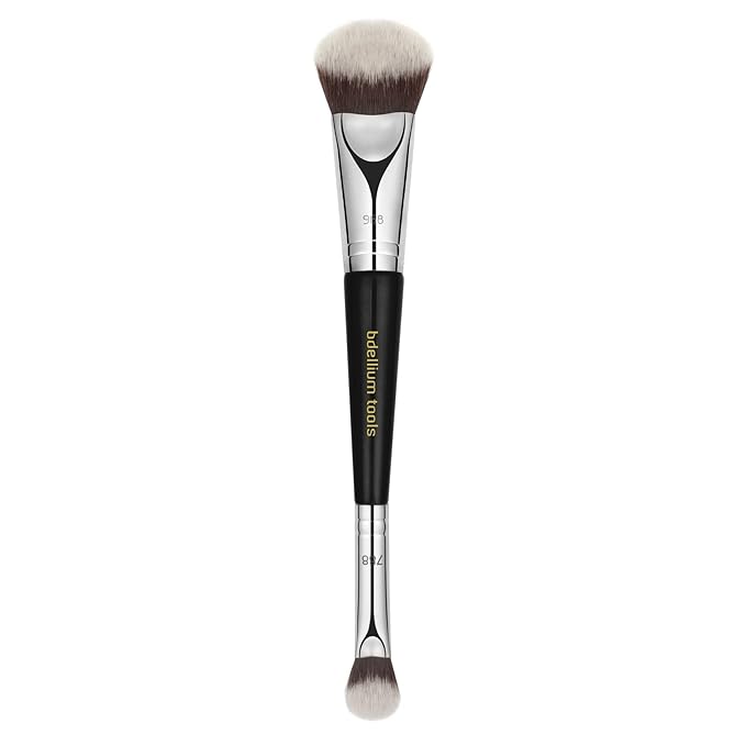 Bdellium Tools Professional Makeup Brush - Maestro Series 969 Double-ended BDHD Phase II/Phase III - With All-Vegan Synthetic Fibers For Versatile Application and Blending (Black 1pc)