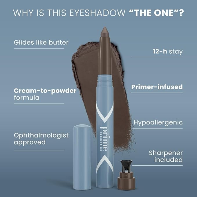 PRIME PROMETICS PrimeEyes Eyeshadow for Mature Women ? Crease-Free Powder-to-Cream Non-Drying Eye Shadow ? Blends Seamlessly &amp Flatters Aging Lids ? Water-Resistant &amp Long-Wear (Espresso)