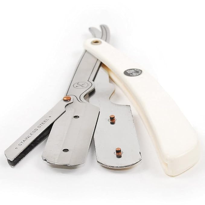 Parker SRW Professional Stainless Steel Barber Razor with 100 Premium Blades ? Replaceable Blade Straight Razor for Precision Grooming Men?™s Shaving &amp Barbershop Use | Iconic Brand