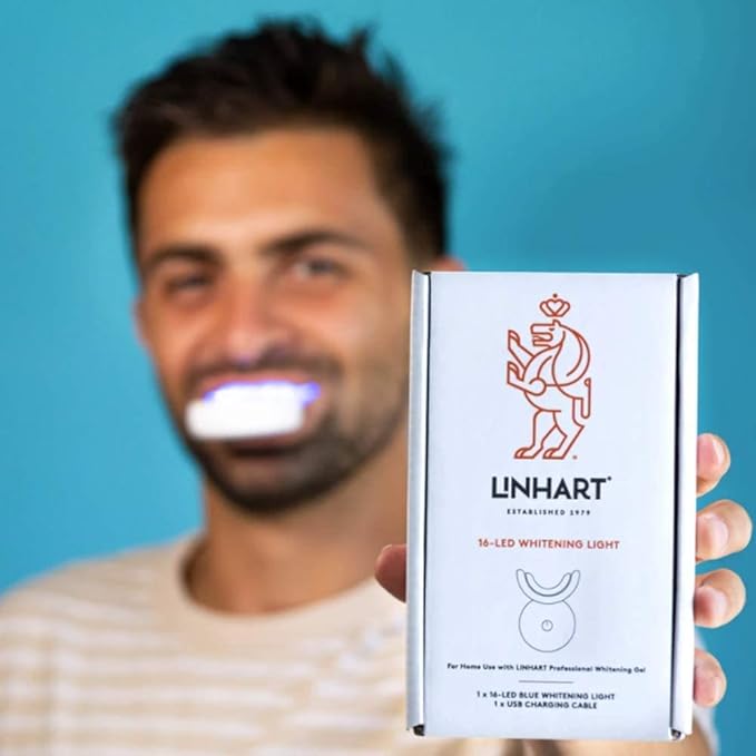 LINHART Teeth Whitening Kit with LED Light - Tooth Whitener Gel Dental Whitening Gel Syringes with 35% Carbamide Peroxide and 16-Led Whitening Light - No Sensitivity Whitens Teeth