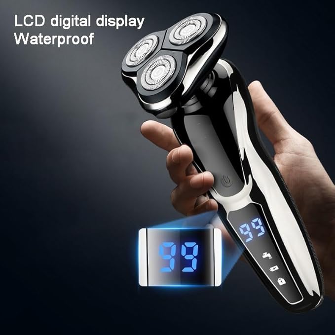 Head Shaver for Men 3 in 1 Electric Shaver Nose Hair Trimmer USB Rechargeable Portable Razor 3D Floating Blade Digital Display Shaving Beard Machine 3 in 1 Kits