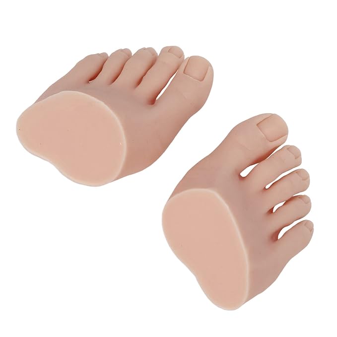 1 Pair Fake Foot Silicone Feet Nail Art Training Foot Silicone Practice Feet Model for Pedicure Toe Nail Art Acrylic Nails
