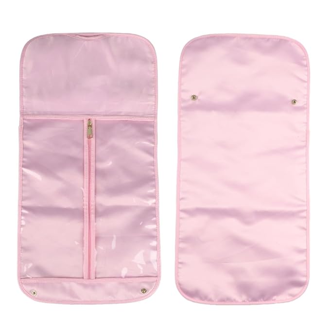 Silk Hair Extension Storage Bag Portable Satin Wig Bags Storage Bags with Hanger for Hairpieces Wooden Hanger Carrier Satin Bags for Wigs Hair Display