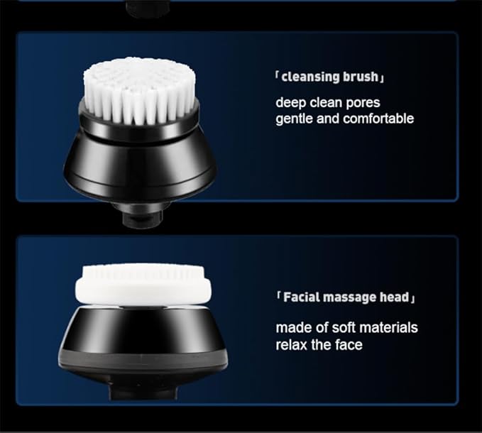 7D USB Rechargeable Electric Shaver for Men - 5 in 1 Waterproof with LCD Display Bald Head Shaver Wet Dry Razor (Grey)