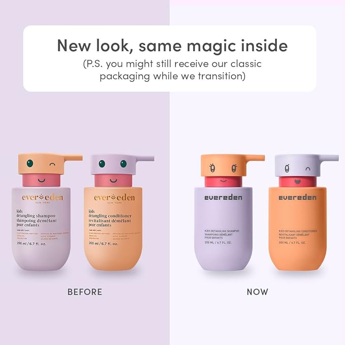 Evereden Happy Hair Duo for Kids: Vegan Shampoo and Conditioner Set with Detangler Brush - Strengthens &amp Smooths All Hair Types