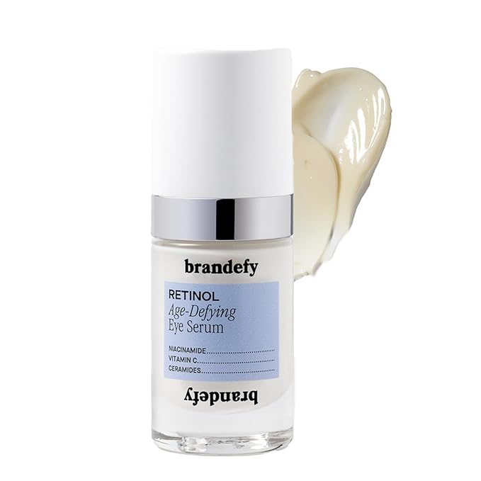 Brandefy Retinol + Niacinamide Anti-Aging Eye Serum - Under Eye Cream for Dark Circles and Wrinkles - Peptide Caffeine Vitamin C E Eye Cream - Made in The USA (O.5 Oz)