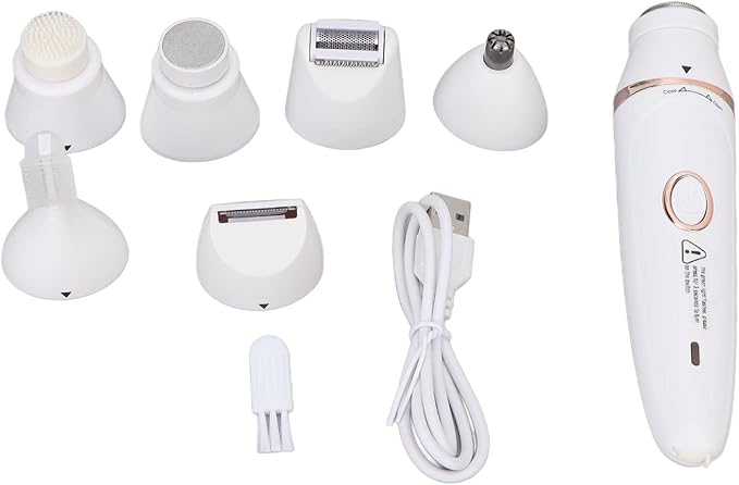 Pyhodi Essential Women Wet Dry Electric Shaver for Legs 3W Cordless Hair Removal Device Hair Trimmer 7 in 1 USB Whole Body Washable White Rechargeable Cordless Hair Clipper 300mAh