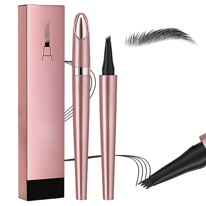 2026 New Microblading Eyebrow Pen Waterproof Eyebrow Pencil Eye Brow Pen with 4 Tip Premium Natural Magic Eyebrow Makeup Fine Stroke Contouring Pencil Long-Lasting Stay on All Day (Black)