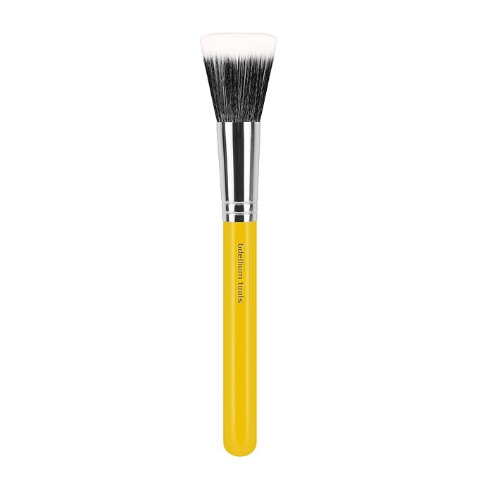 Bdellium Tools Professional Makeup Brush - Studio Series 955 Finishing - With Soft Synthetic Fibers For Stippling Lightweight Application (Yellow 1pc)