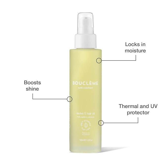 Boucl?me Revive 5 Hair Oil - Made from Moringa Mongono and Daikon Seed Oil - Prevent Hair fall Anti Dandruff and Frizz Free - Improves Shine and Color - 97% Naturally Derived and Vegan- 3.3 fl oz
