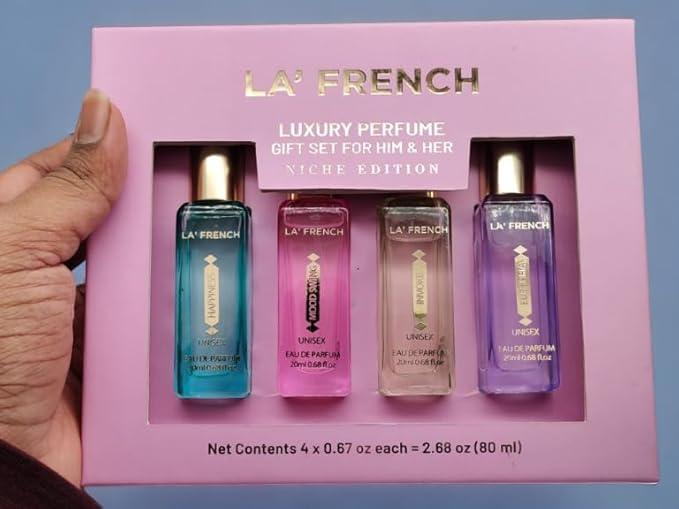 LA' French Niche Edition Luxury Perfume Gift Set 4 | Extra Long Lasting Fragrance | Eau De Parfum Scent | Euphoria | Mood Swing | Happiness | Invoke | Unisex Gift Set (20 Ml (Pack Of 1))