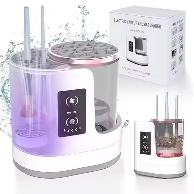 3 IN 1 Electric Makeup Brush Cleaner Machine With Makeup Brush Dryer-Holder-Portable Automatic USB Cosmetic Brushes Cleaner Tool for All Size Beauty Makeup Brush SetContour Eyeshadow Blush Brush