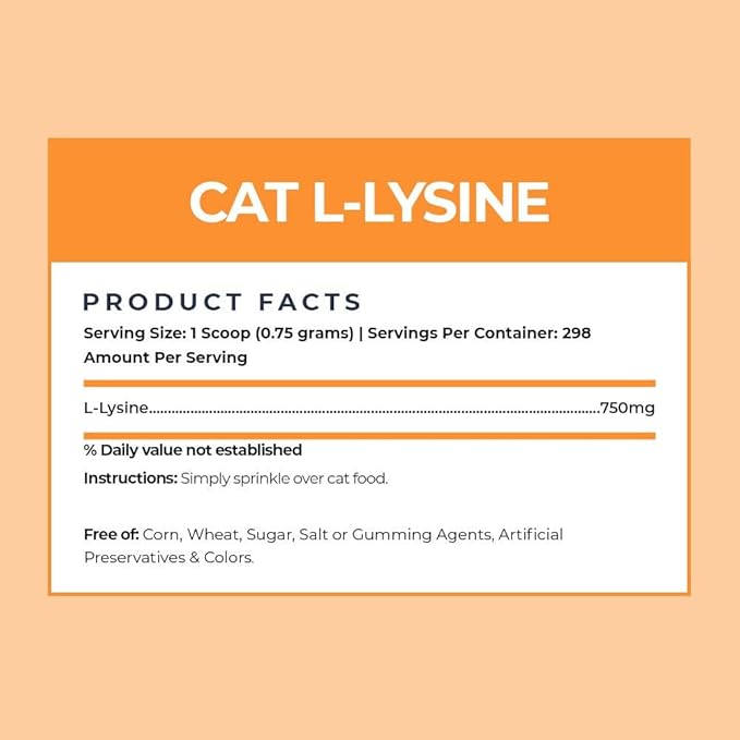 Alpha Paw - Human Grade for Pets - Cat Lysine Supplement - Extra Servings 5-10 Month Supply - Natural Lysine (8 Ounces/227 Grams)