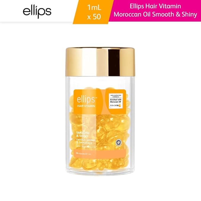 Ellips Hair Beauty Oil with Moroccan Oil Jar Type (50 Capsules) Smooth ï¼?Shiny (Pack of 1)
