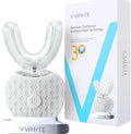 V-WHITE Ultrasonic U-Shaped Toothbrush for Teeth Whitening Electric Toothbrush For Adults - 360° Mouth Cleansing Hands Free Gums Protection - Wireless Charging &amp LED Light -Waterproof IPX7 Certi