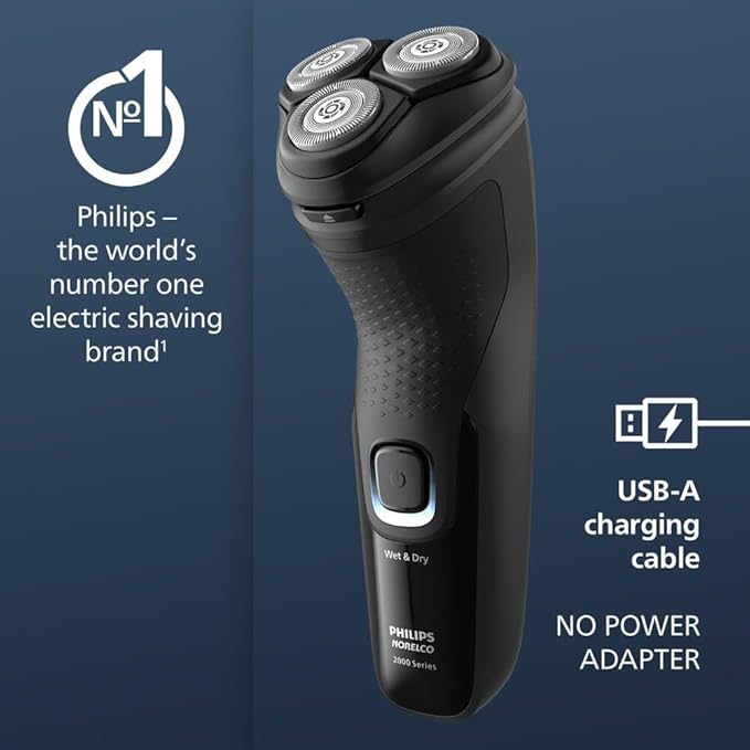 Philips Norelco Shaver 2400 Series Wet and Dry Electric Shaver Pop-up Trimmer P-Cap Deep Black Model X3001/90