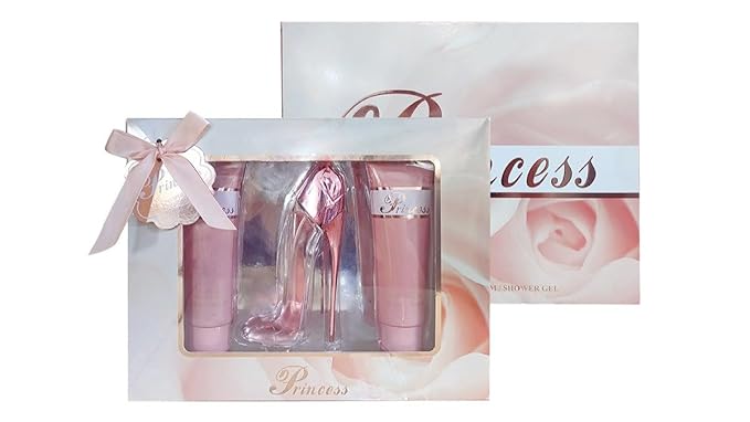 META-BOSEM 2 Sets (Prinss Gold+Prinss Pink) of Women's Fragrance Set - Sweet Floral Scent - Great Holiday Gift - a High-Heel Classic Bottle (90ml Shower Gel+50ml EDT+90ml Body Lotion)
