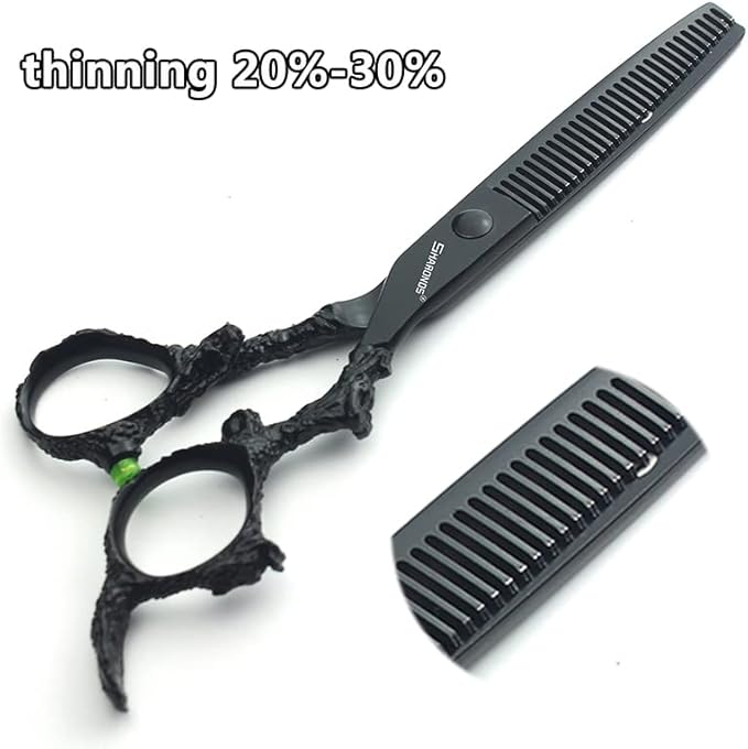 6 inch hair stylist barber scissors black plate dragon 440C hairdressing cutting scissors+thinning scissors (6 inch thinning)